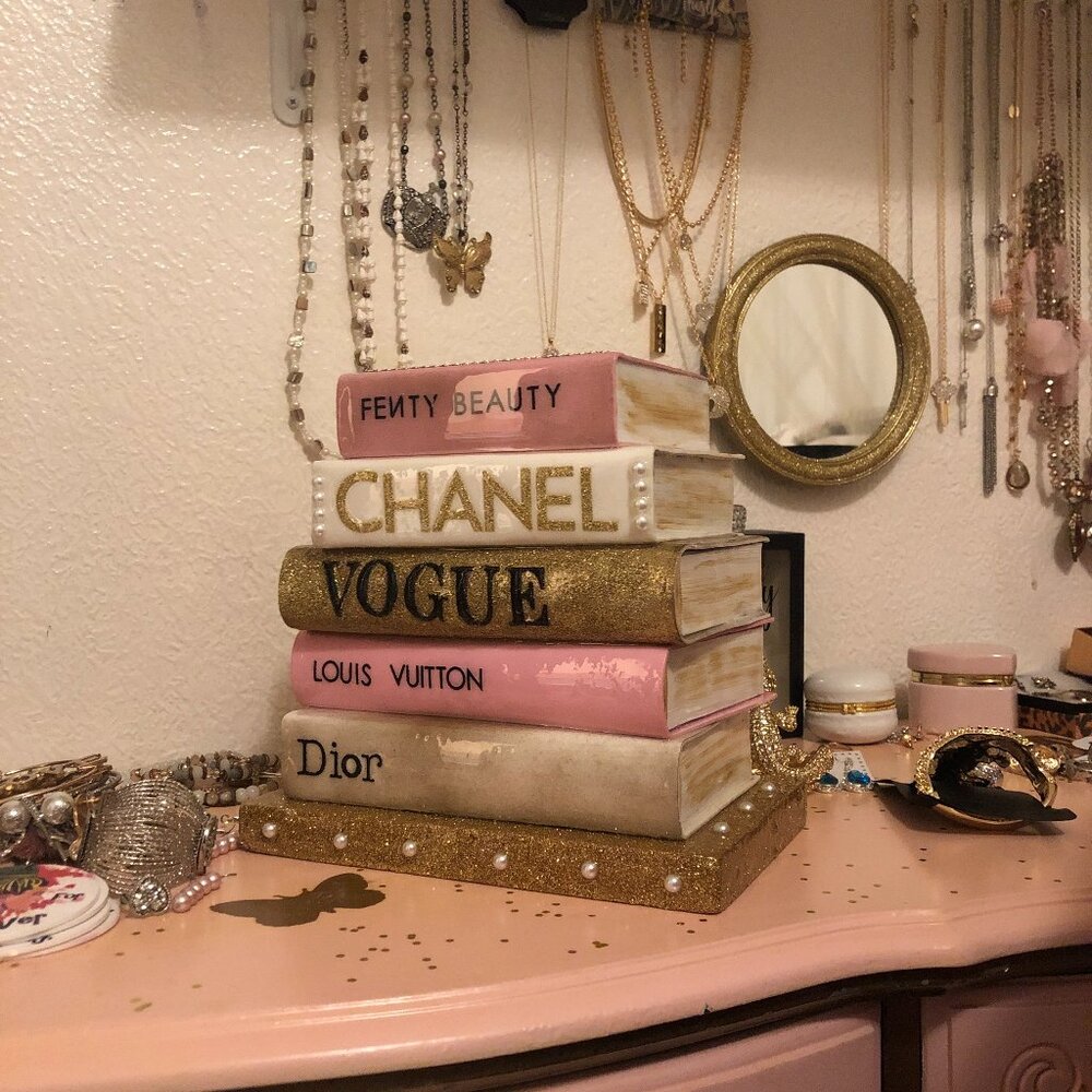 Luxury Fashion-Inspired Stacked Book Décor for